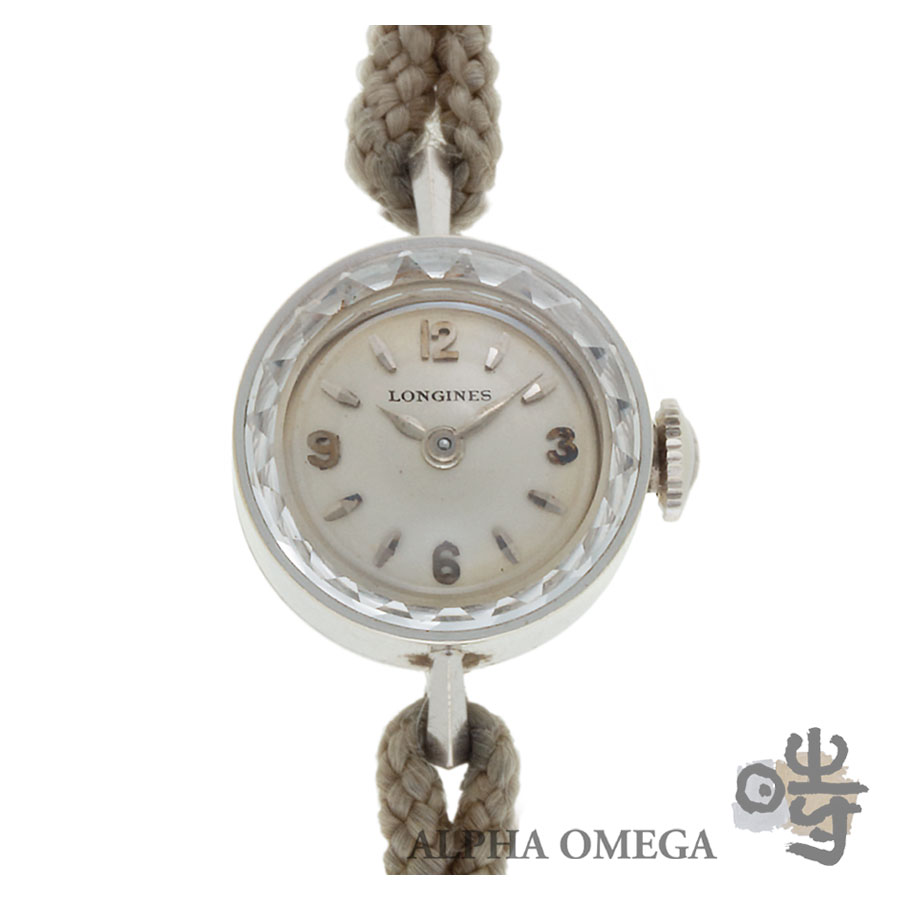 ロンジン ラウンド とり捨てる硝子 Ref.527-598 ゴールド(WG) しろがね色 1962年【中古】【アンティーク】【レディース】