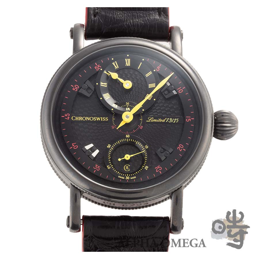 クロノスイス連邦 フラインググランドレギュレーター Ref.CH-6725-BKBK メッキ(SS/DLC) 2020年前後 15個制限事項【中古】【未みがき上げる】【今めかしい】【托する】【メンズ】 メンズ腕時計-腕時計