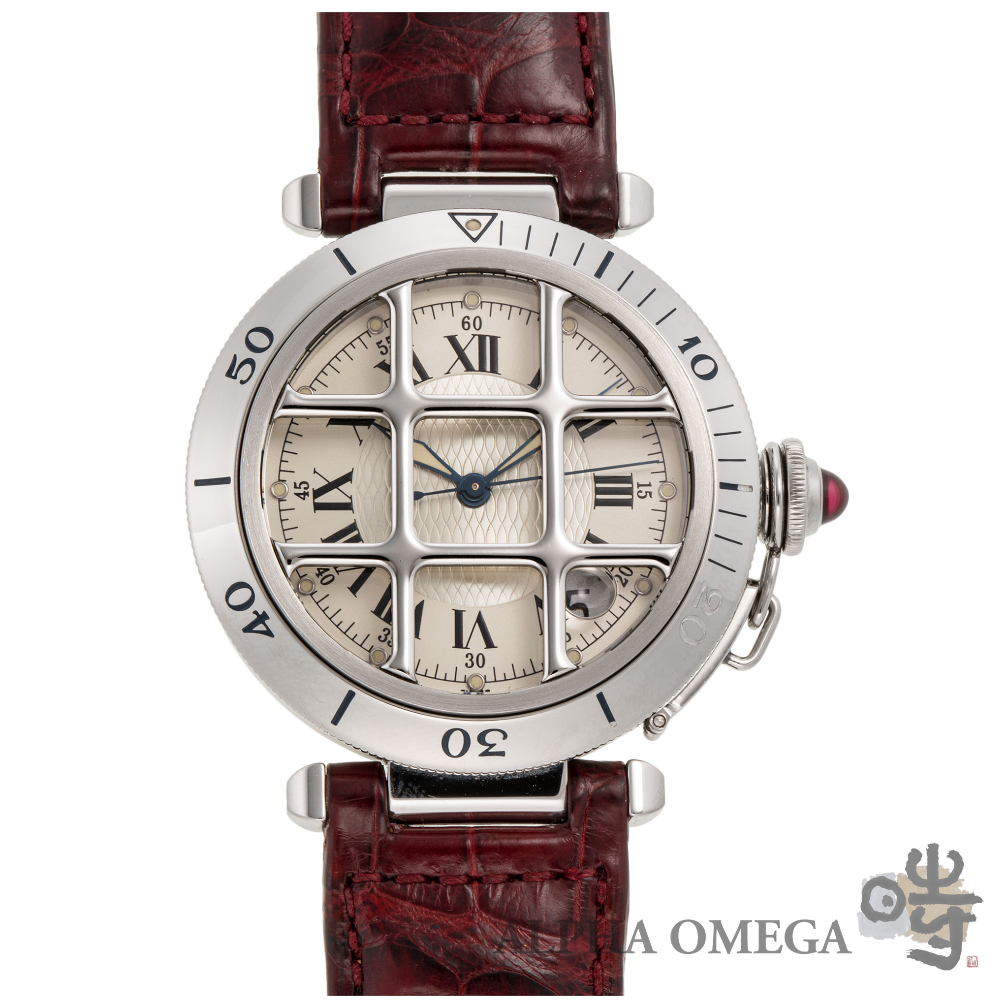 カルティエ パシャ 38粍 グリッド 150周年不死化 Ref.W3102255 スチール写真(SS) 1847個制限事項 1997年【中古】【ヴィンテージ】【未みがき上げる】【メンズ】