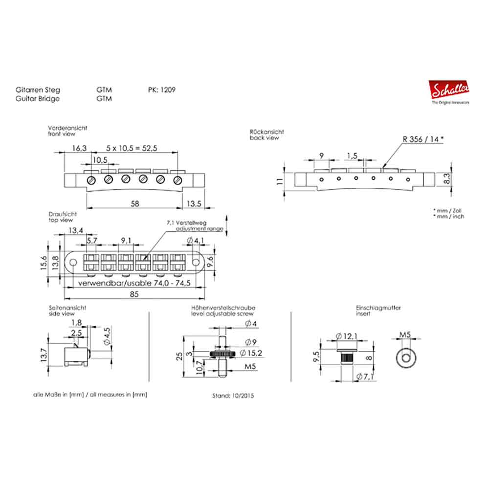 最先端 Schaller Gtm Ru ギター用 ブリッジ Chuya Online 格安 Provisiondesign Co Uk