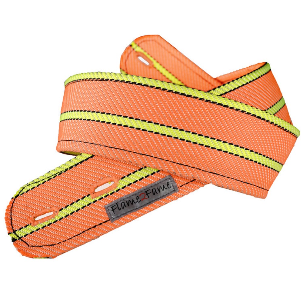 美しい Flame2fame Orange Neon Double Strap ギターストラップw 絶対一番安い Hughsroomlive Com