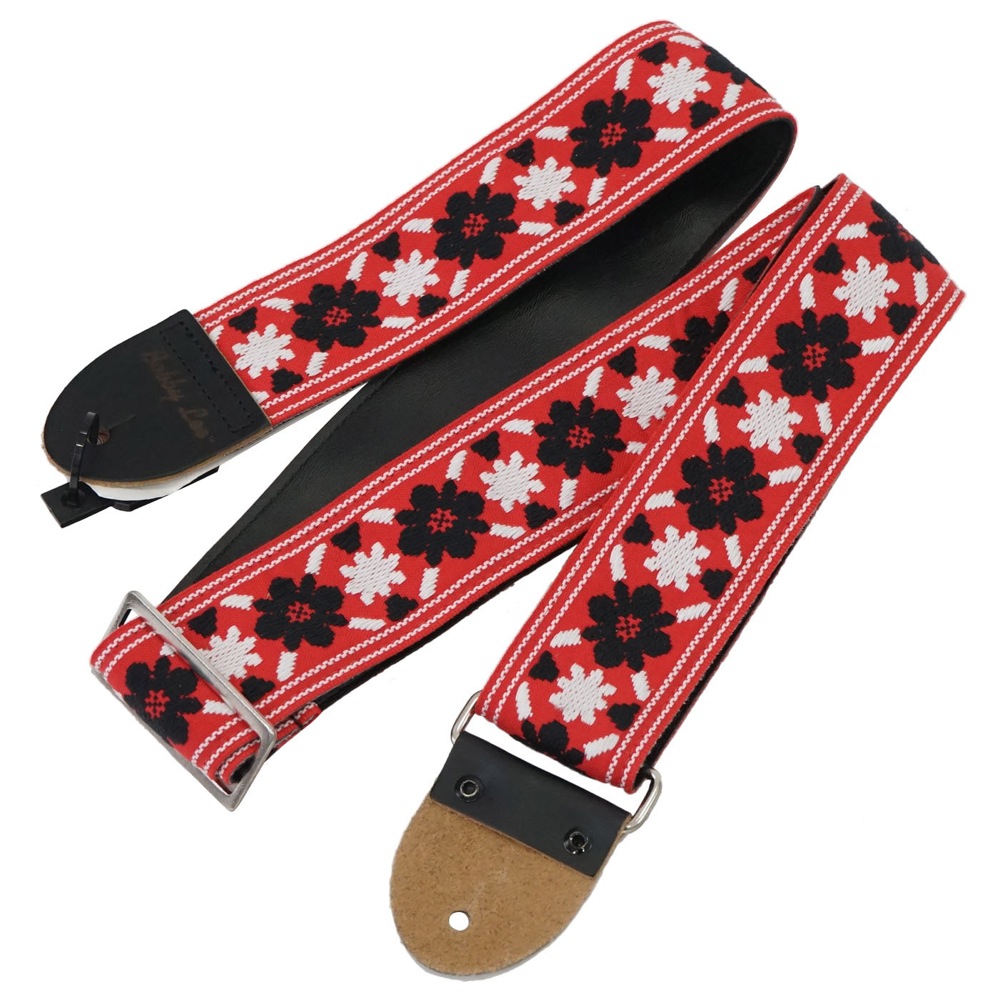 Souldier BLVGS1068 Bobby Lee BK/Tulip WH/Star on Red ギターストラップ|chuya-online チューヤオンライン