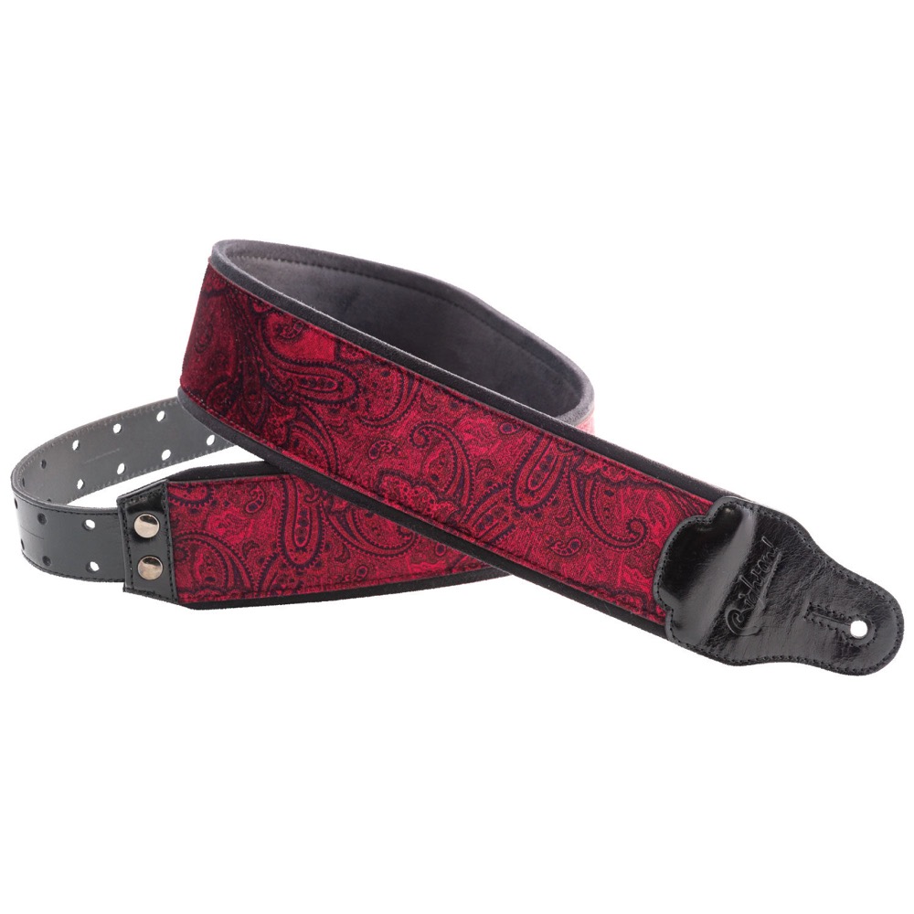 Righton STRAPS J-PAISLEY VELVET Red ギター ベース用ストラップ 最も優遇