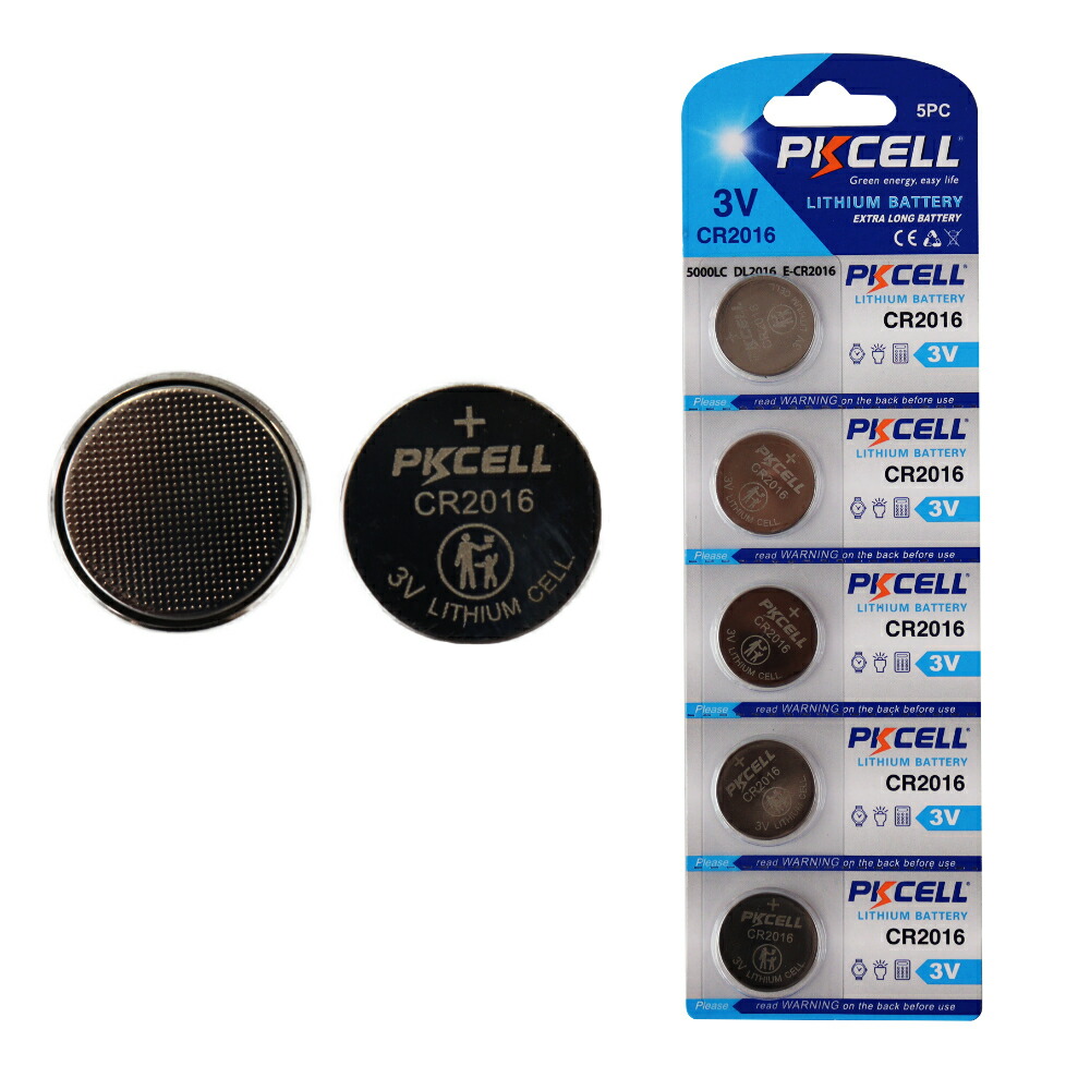 89円 ※アウトレット品 PKCELL BATTERY CR2016-5B 3.0V リチウム ボタン電池CR2016 5個パック