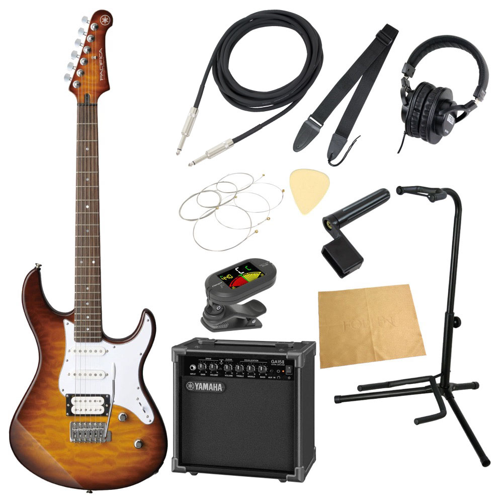 ヤマハ YAMAHA PACIFICA212VQM TBS パシフィカ GA15IIアンプ付き 入門11点 エレキギター初心者セット｜chuya-online チューヤオンライン