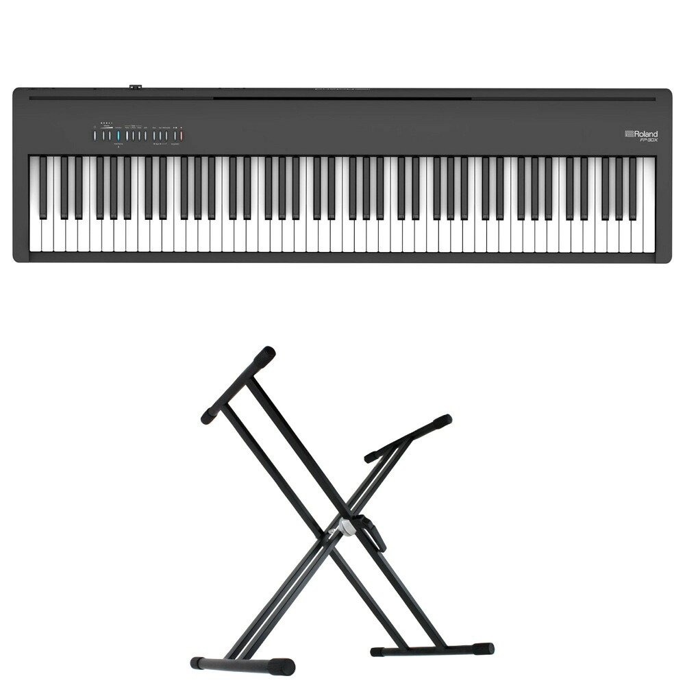 ローランド ROLAND FP-30X-BK Digital Piano ブラック 電子ピアノ キーボードスタンド 2点セット [鍵盤 Aset]｜chuya-online チューヤオンライン