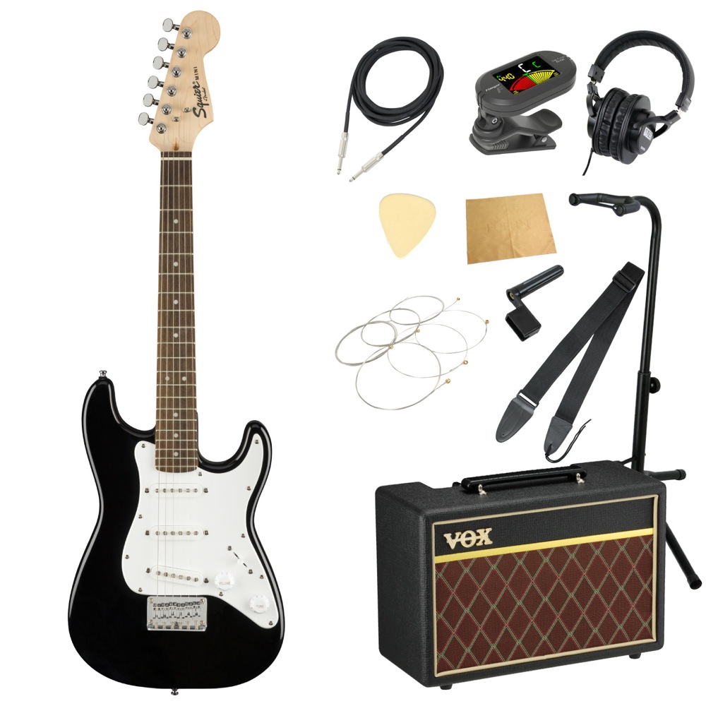 スクワイヤー/スクワイア Squier Mini Strat V2 Black エレキギター VOXアンプ付き 入門11点 初心者セット|chuya-online チューヤオンライン