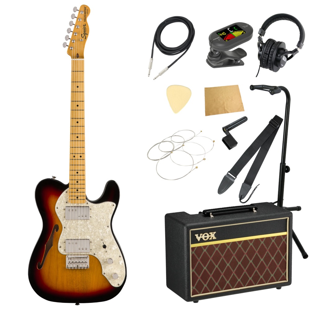 人気新品 Squier Classic Vibe 70s Telecaster Thinline 3ts Mn エレキギター Voxアンプ付き 入門11点 初心者セット Fucoa Cl