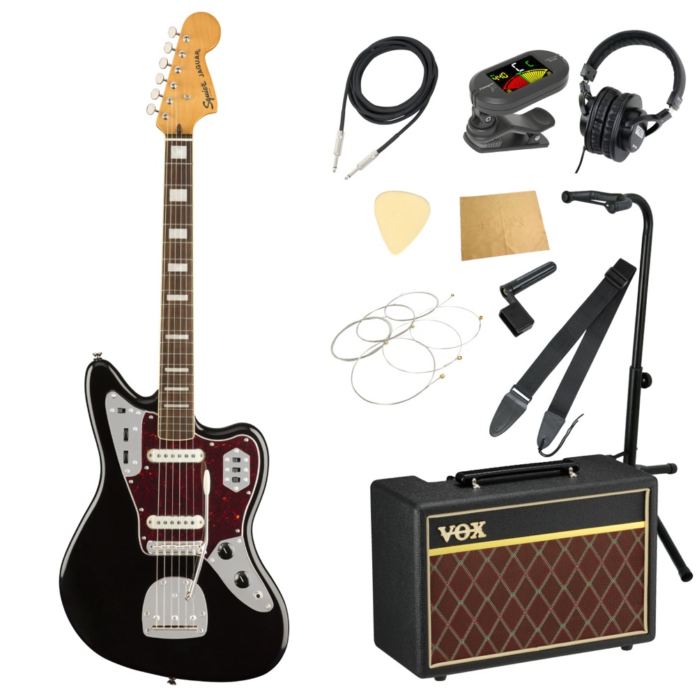 Squier Classic Vibe '70s Jaguar BLK LRL エレキギター VOXアンプ付き 入門11点 初心者セット