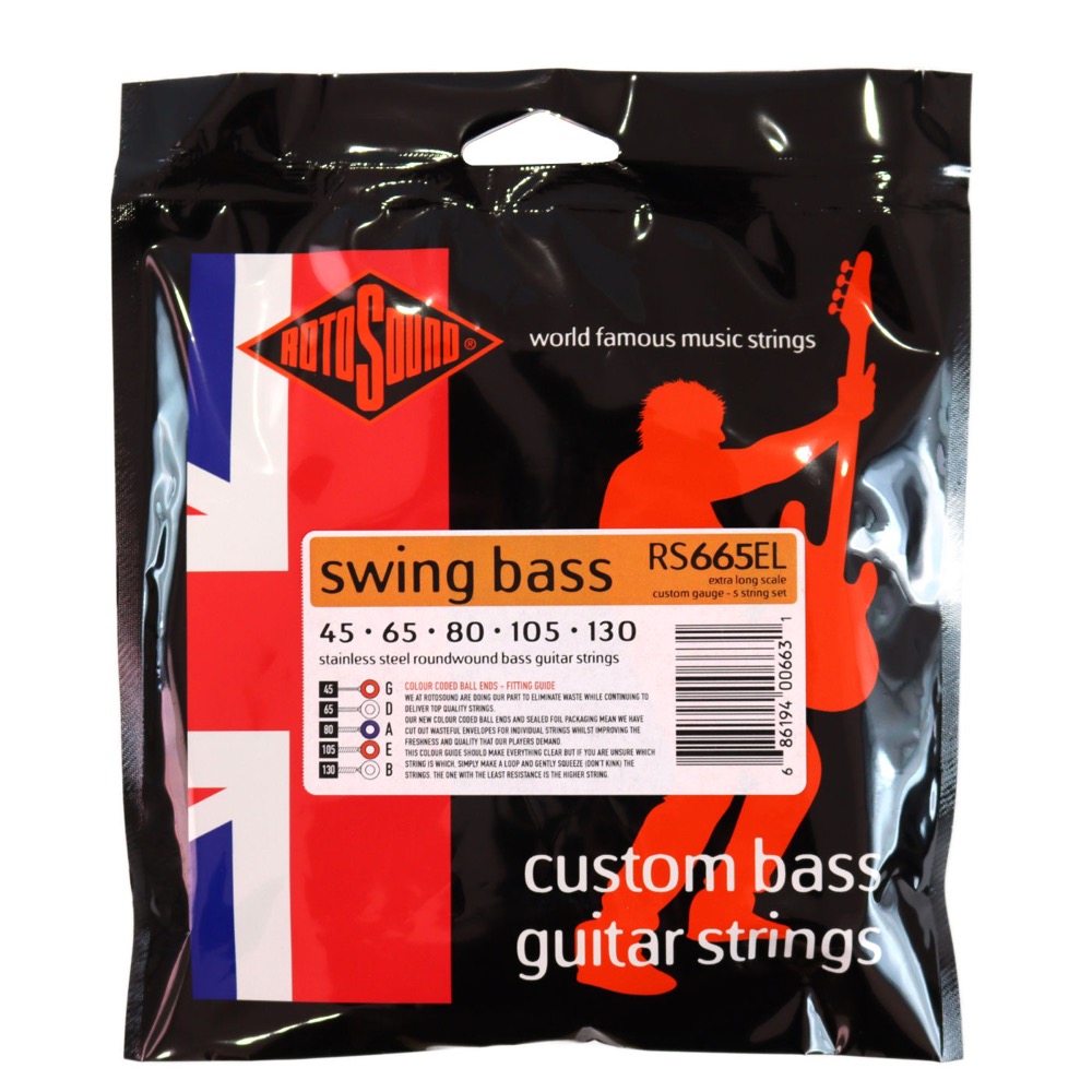 ロトサウンド 5弦ベース弦 2セット RS665EL Swing Bass 66 Extra Custom 5-Strings Set 45-130 EXTRA LONG SCALE 5弦エレキベース弦×2セット ROTOSOUND