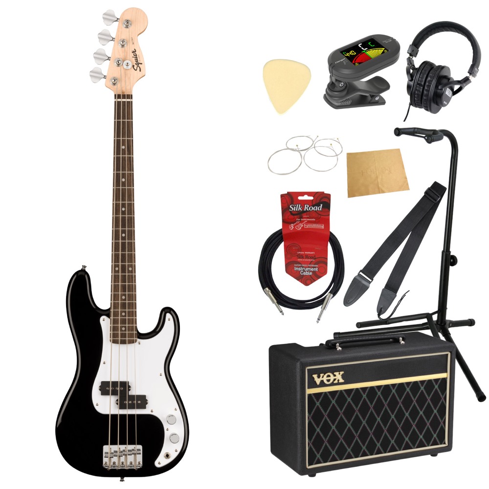 Squier Mini P Bass Laurel Fingerboard Black エレキベース VOXアンプ付き 入門10点 初心者セット|chuya-online チューヤオンライン