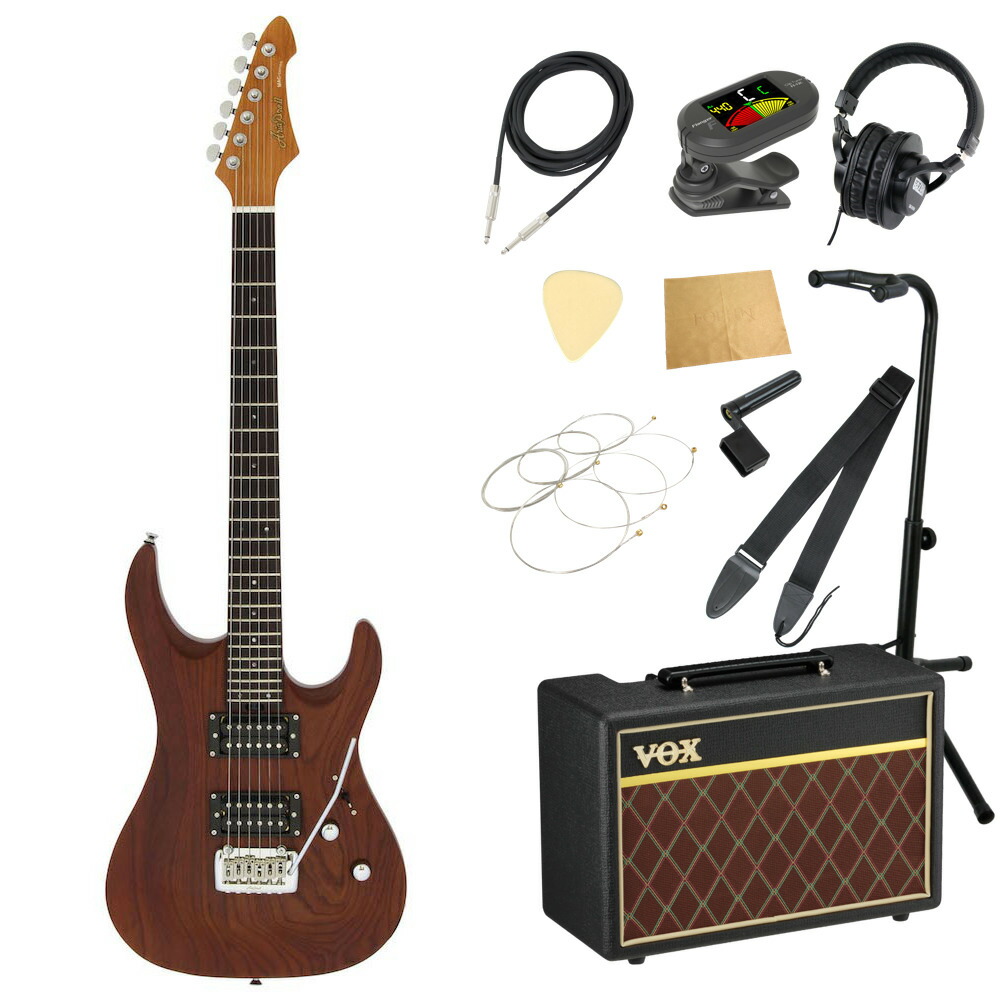 最新コレックション AriaProII MAC-DLX STBR エレキギター VOXアンプ付き 入門11点 初心者セット