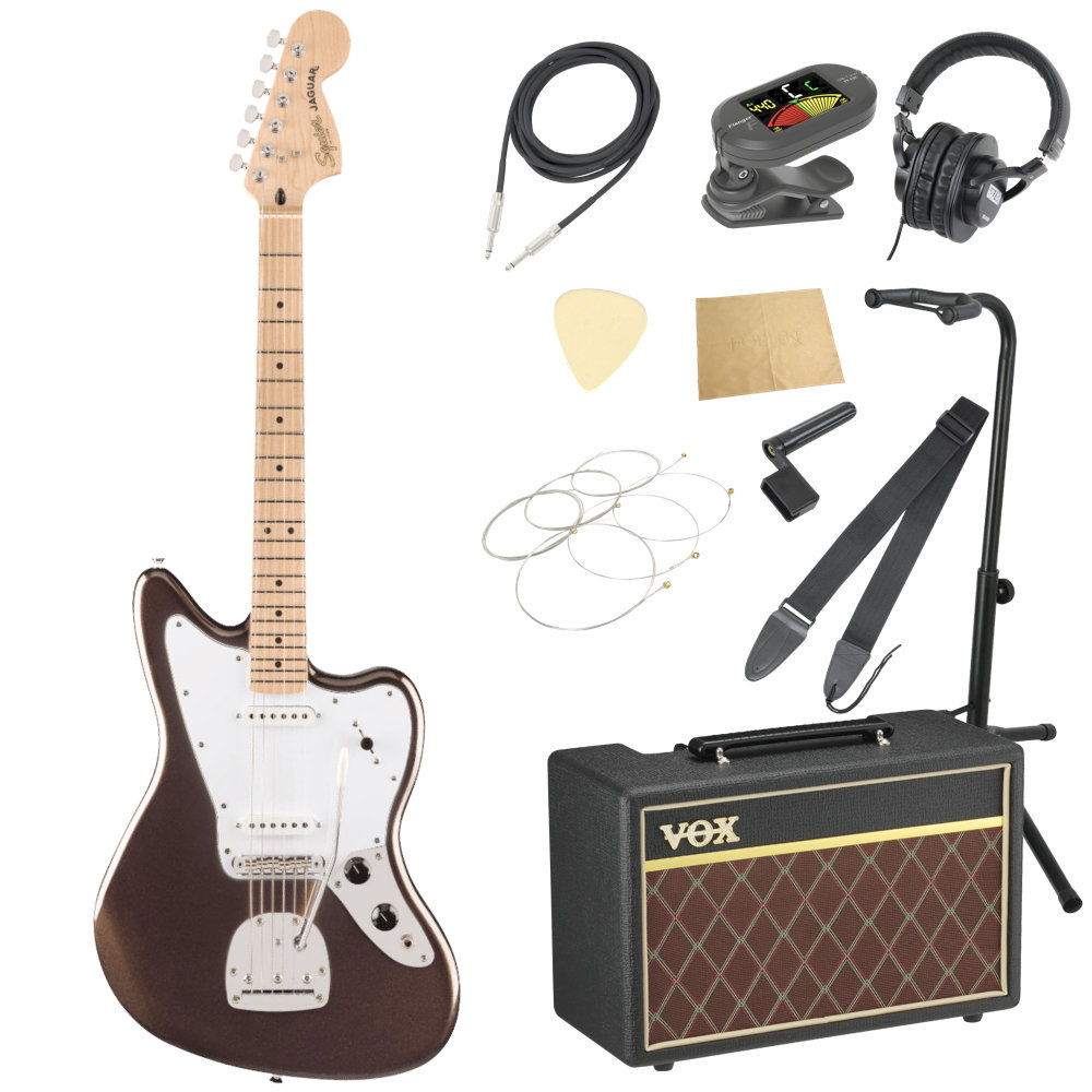 Squier スクワイヤー スクワイア Affinity Series Jaguar Maple Fingerboard White Pickguard Mystic Metallic Brown エレキギター VOXアンプ付き 入門11点 初心者セット｜chuya-online チューヤオンライン