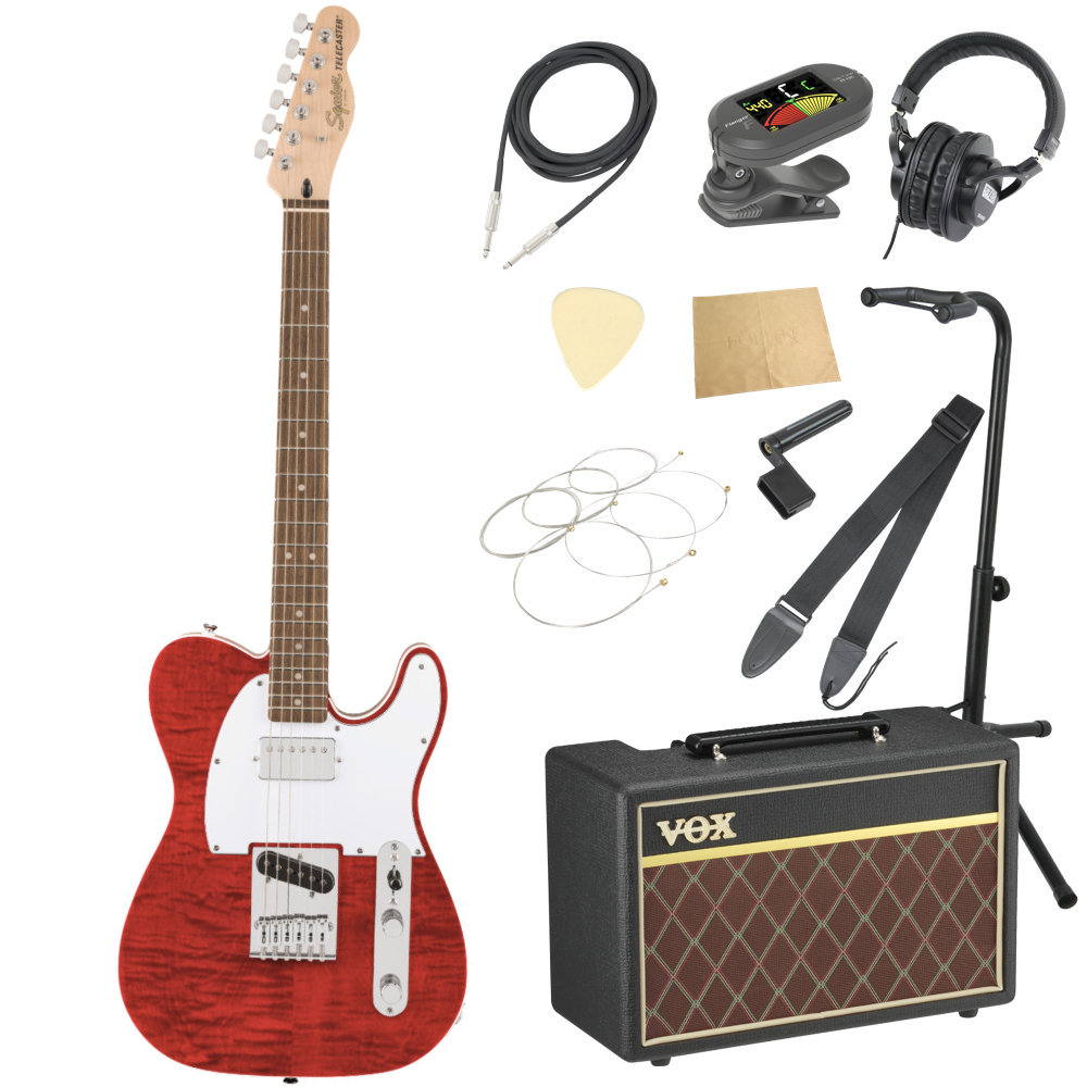 Squier スクワイヤー スクワイア Affinity Series Telecaster FMT SH Laurel Fingerboard White Pickguard Crimson Red Transparent エレキギター VOXアンプ付き 入門11点 初心者セット|chuya-online チューヤオンライン