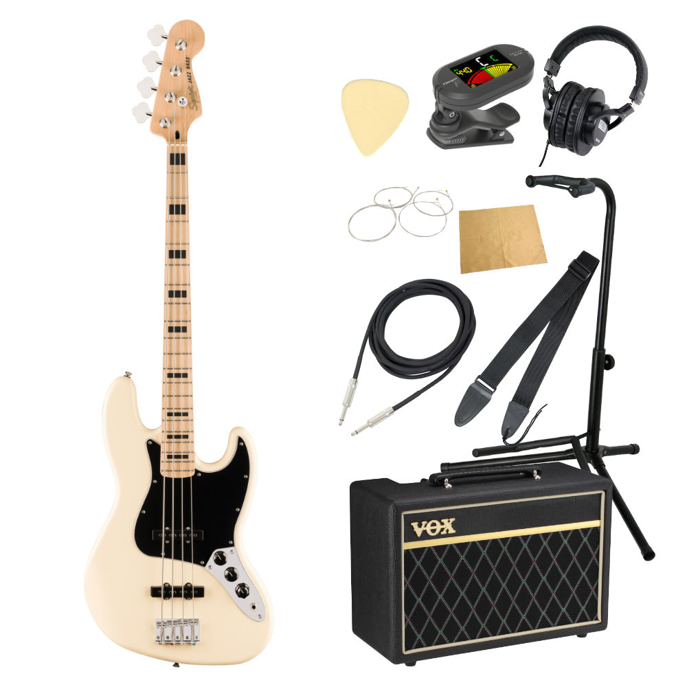 Squier スクワイヤー スクワイア Affinity Series Active Jazz Bass MN Olympic White エレキベース ジャズベース VOXアンプ付き 入門10点 初心者セット|chuya-online チューヤオンライン