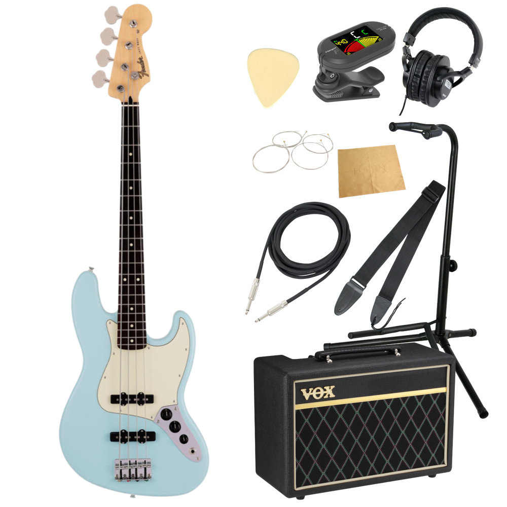 Fender フェンダー Made in Japan Junior Collection Jazz Bass RW SATIN DNB エレキベース VOXアンプ付き 入門10点 初心者セット