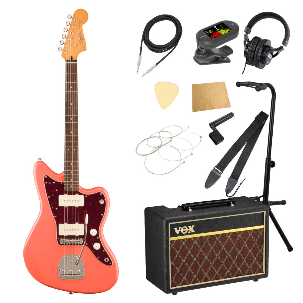Squier スクワイア スクワイヤー Classic Vibe '60s Jazzmaster LRL Tahitian Coral エレキギター VOXアンプ付き 入門11点 初心者セット｜chuya-online チューヤオンライン