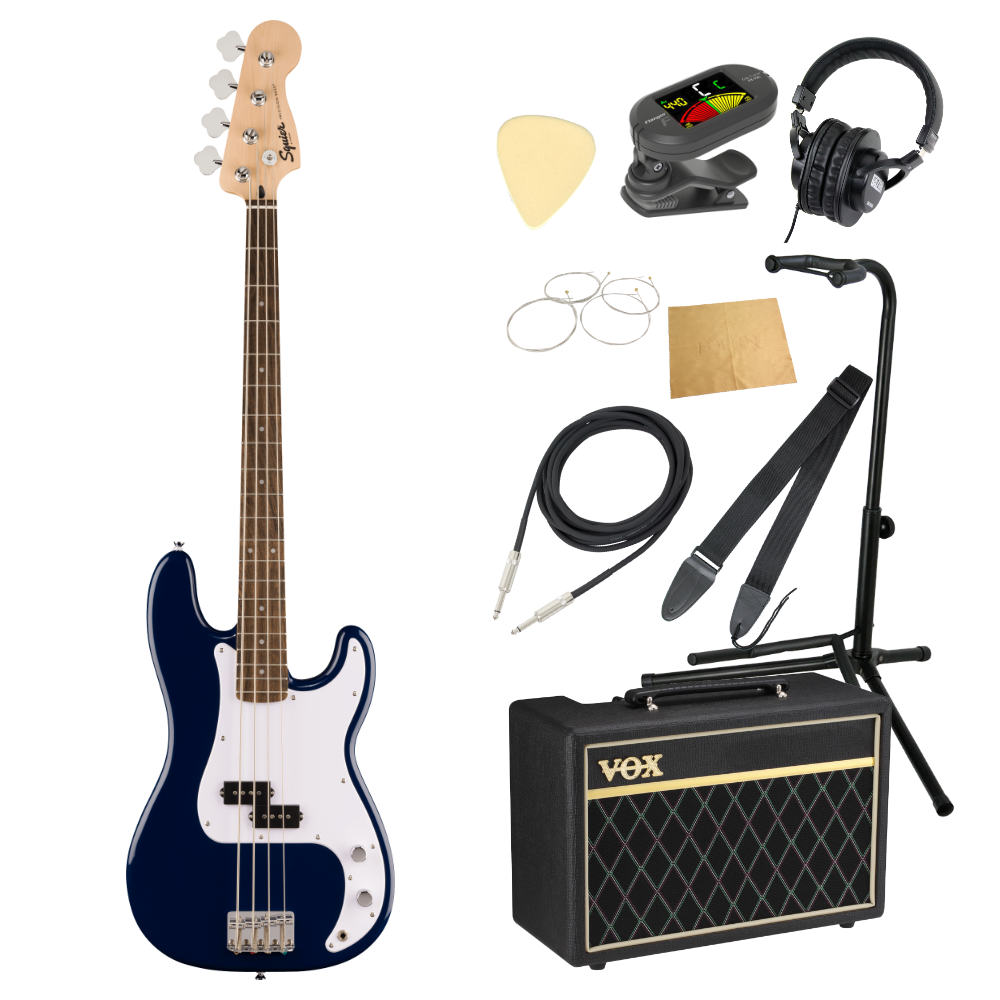 Squier スクワイア スクワイヤー Sonic Precision Bass LRL Midnight Blue エレキベース VOXアンプ付き 入門10点 初心者セット|chuya-online チューヤオンライン