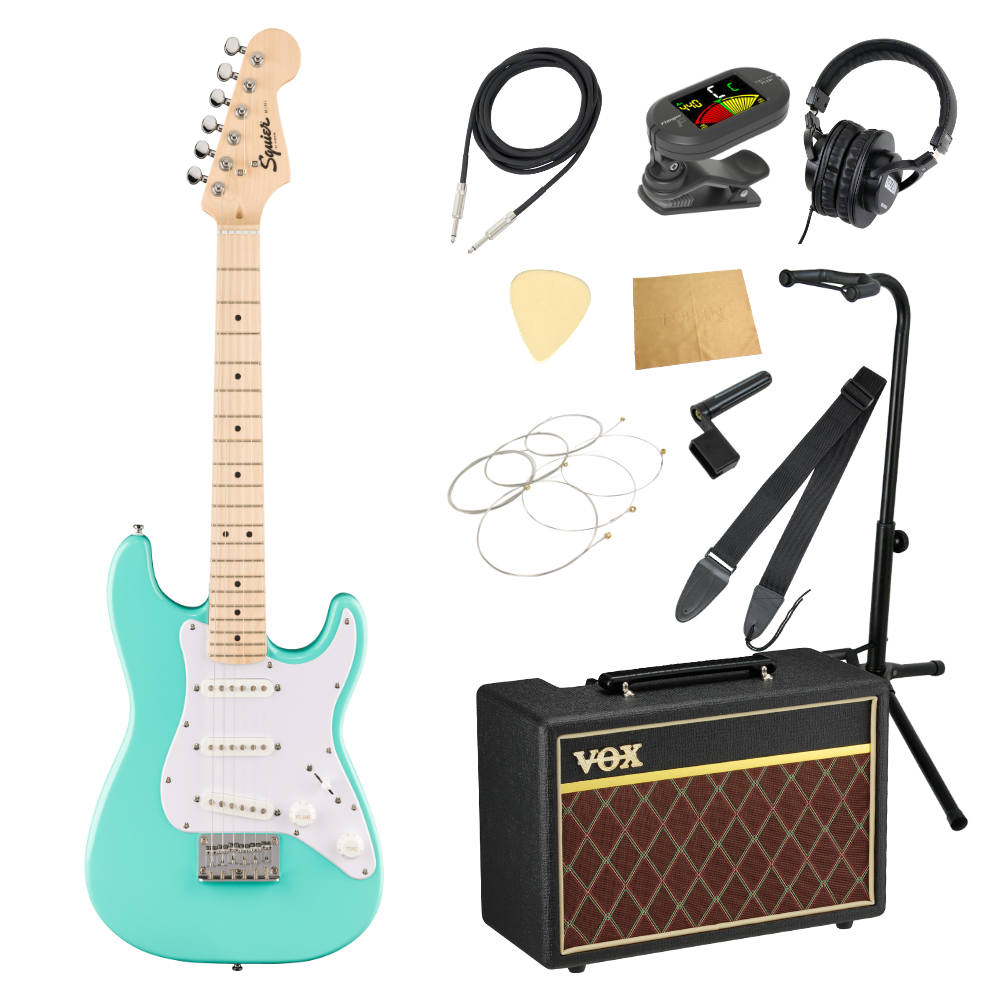 Squier スクワイア スクワイヤー Mini Stratocaster MN Sea Foam Green エレキギター VOXアンプ付き 入門11点 初心者セット|chuya-online チューヤオンライン