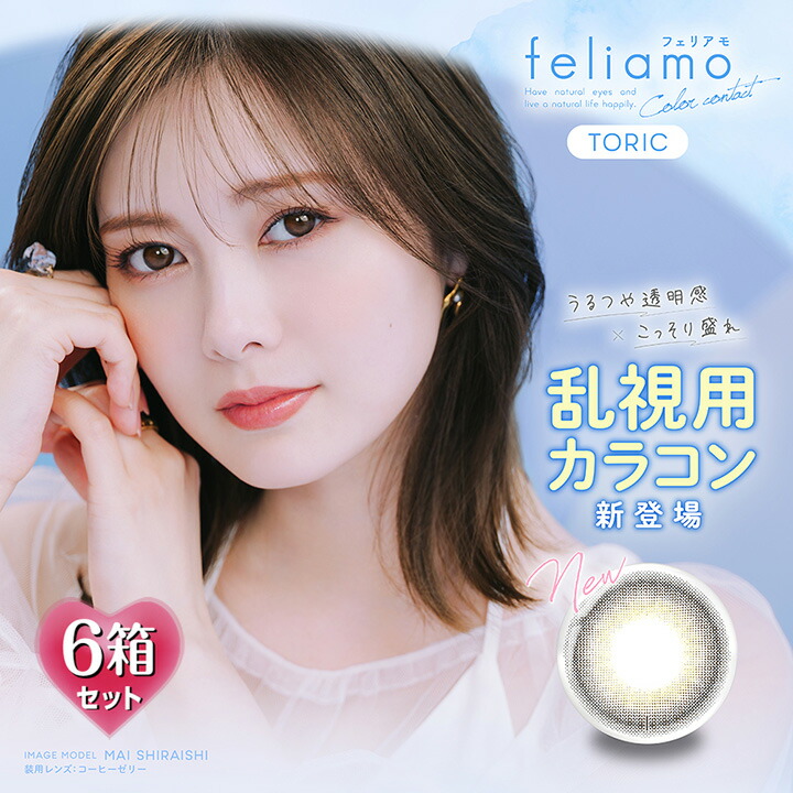 【乱視用カラコン】10枚入×6箱 フェリアモ 1day トゥーリック 1箱10枚入 14.2粍（色つや連絡 度あり 度なし 度入り口・入口 倶楽部水晶体 一デー 1日使い捨て Mimuco Toric  Coffee Jelly 珈琲ジェリー 赤銅色 自然的 気どらずに UV撥ねのける 白石麻衣 まいやん）