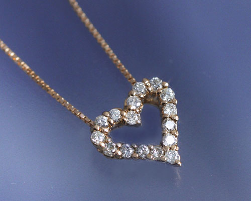 4月誕生石ネックレス ダイヤモンド0.2ct オープンハート ネックレス ペンダント【K18ピンクゴールド（K18PG）】【送料無料】国産 日本製/製造オーダー品　約30日間納期｜誕生石ネックレスのCiao！