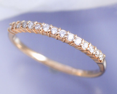 4月誕生石 ダイヤモンド 0.15ct Iライン リング(指輪) K18ピンクゴールド(K18PG) 国産 日本製/製造オーダー品 約30日間納期|誕生石ネックレスのCiao!