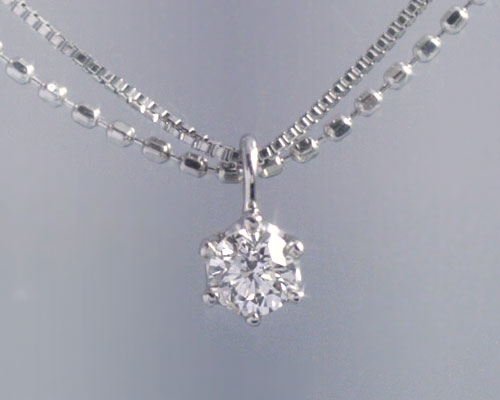 4月誕生石ネックレス ダイヤモンド0.1ct ダブルチェーン ネックレス ペンダント「エトワール・マーガレット」【K10ホワイトゴールド（K10WG）】国産 日本製