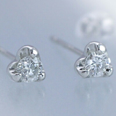 4月誕生石 ダイヤモンド0.2ct プラチナ(PT950)ハート枠 ピアス 金属アレルギー対応 レディース ダイアモンド スタッドピアス 両耳用 仕事用「バースディ・セリジェ」送料無料/製造オーダー品 約20日間納期|誕生石ネックレスのCiao!