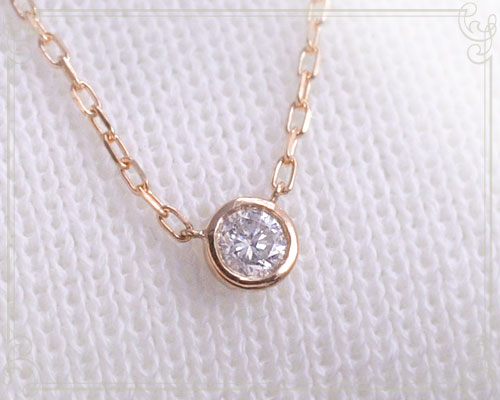 4月誕生石ネックレス ダイヤモンド0.1ct エターナル ネックレス ペンダント【K10ピンクゴールド（K10PG）】国産 日本製/製造オーダー品　約20日間納期