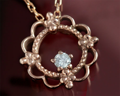 4月誕生石ネックレス ダイヤモンド 0.03ct ネックレス ペンダント【K18ピンクゴールド（K18PG）】【送料無料】国産 日本製/製造オーダー品　約20日間納期【コンビニ受取対応商品】 29,548円