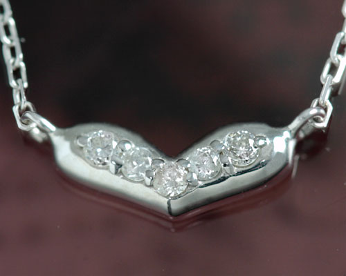 4月誕生石ネックレス ダイヤモンド 0.06ct ネックレス レディース ハート K18ホワイトゴールド（K18WG）18金 18k 国産 日本製/製造オーダー品　約20日間納期 27,742円