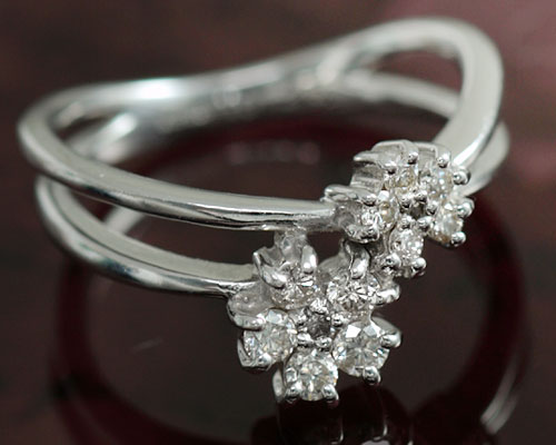 ピンキーリング 18k K18ホワイトゴールド 18金 ダイヤモンド 0.25ct レディース リング（指輪） 4月誕生石 フラワー 【3～13号対応】 送料無料/製造オーダー品　約20日間納期
