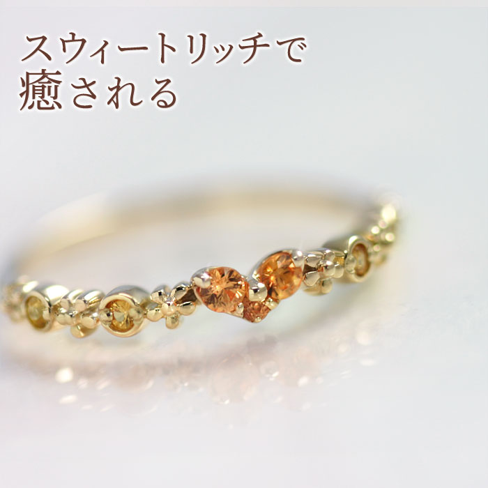 リング ハート 一粒石 サファイア(青) イエローゴールドk10 9月の誕生石 リング ハート 指輪 18金 18K K18 10金 10K K10 | ルビー