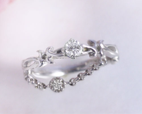 お気にいる ピンキーリング 4月誕生石 ダイヤモンド0 10ct 選べる誕生石にダイヤモンド セット ダイヤモンド0 03ct K10ホワイトゴールド K10wg チェーン ピンキーリング 国産 日本製 製造オーダー品 約日間納期 第1位獲得 Bakorwilpamekasan