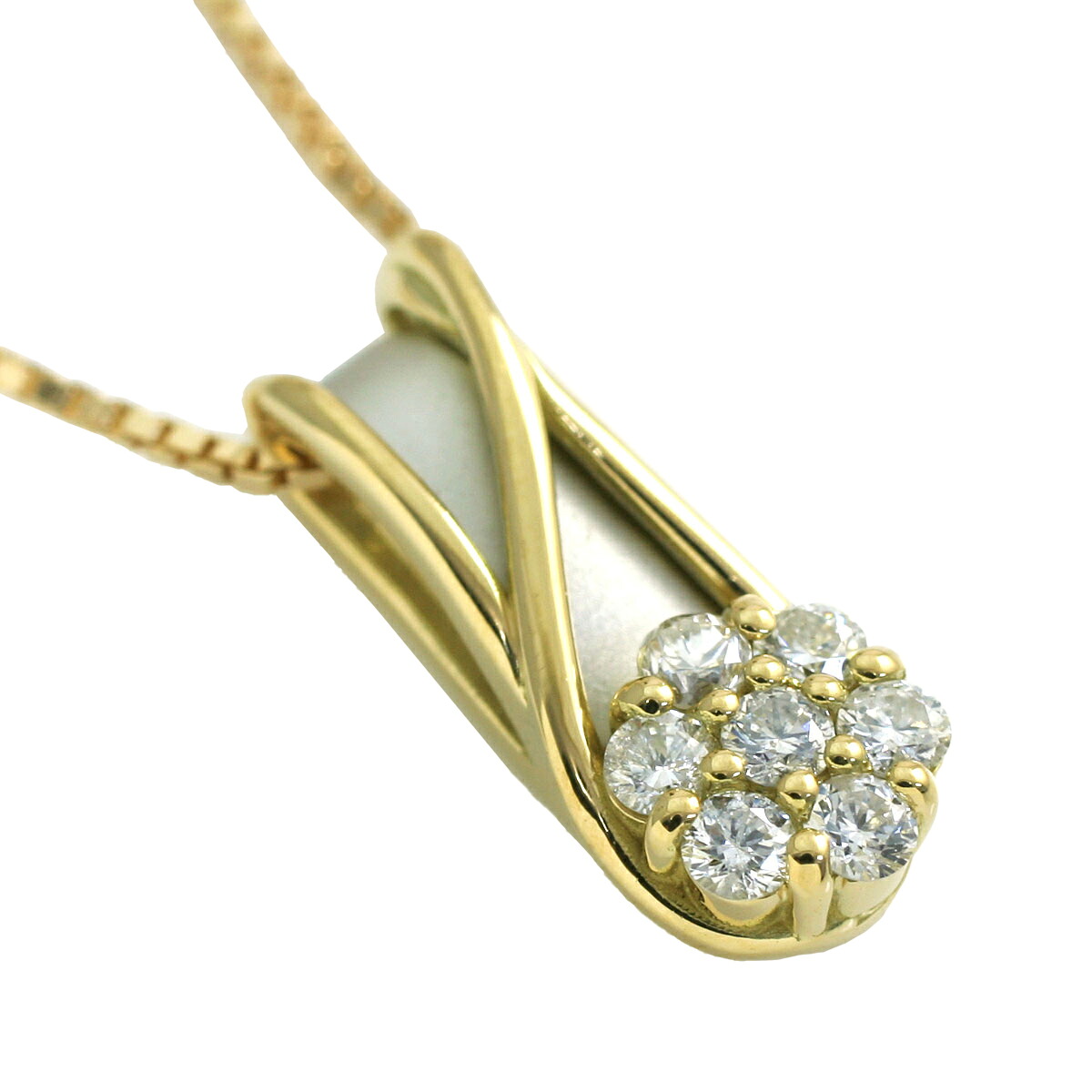 4月誕生石ネックレス 天然ダイヤモンド（I1～I2クラス）7石 total 0.08ct コンビネーション ネックレス ペンダント「リオノーブル」【K18ゴールド＆プラチナ950（18金＆PT950）】【送料無料】国産 日本製/製造オーダー品　約20日間納期