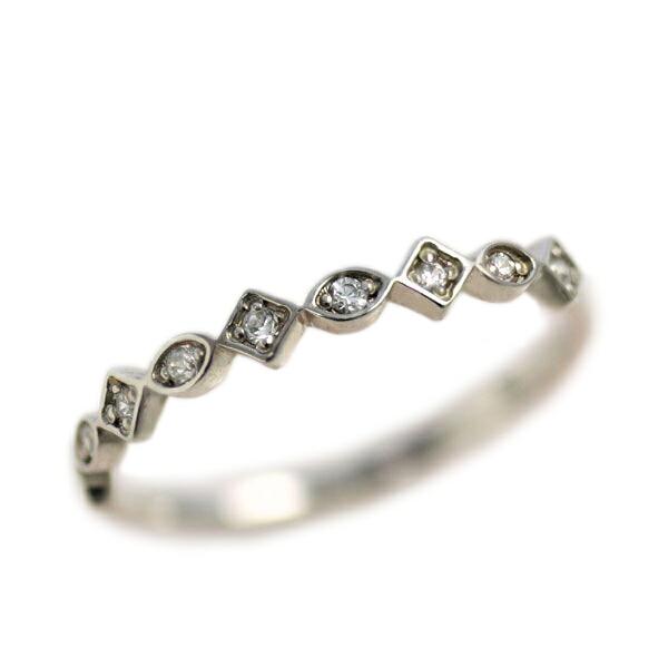 ピンキーリング　4月誕生石 ダイヤモンド0.09ct K10/K18ホワイトゴールド（K10WG K18WG） ピンキーリング「ラフィニ」 国産 日本製/製造オーダー品　約20日間納期