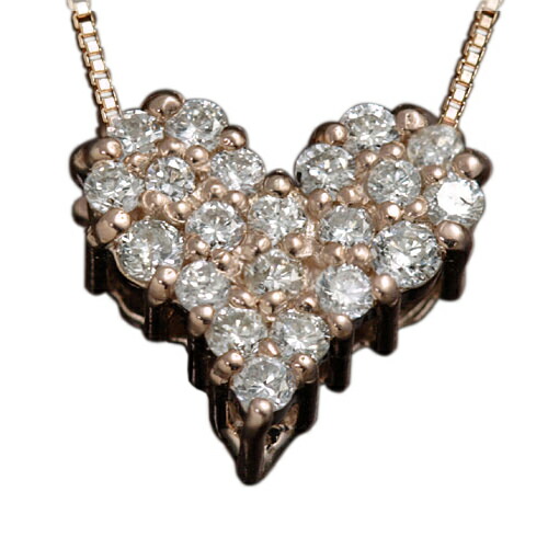 4月誕生石ネックレス ダイヤモンド0.15ct ネックレス ペンダント パヴェ・ハート「シェリール」【K10ピンクゴールド（K10PG）】国産 日本製【対応】｜誕生石ネックレスのCiao！