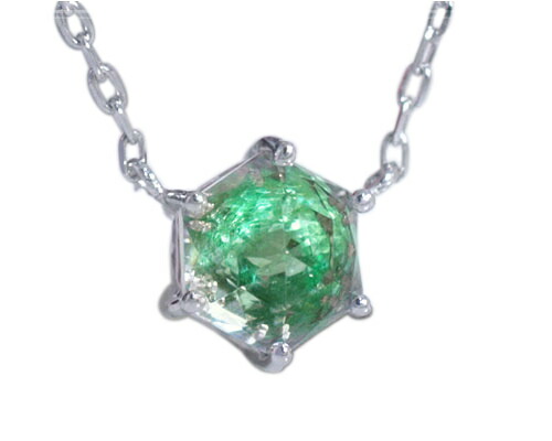 5月誕生石ネックレス エメラルド/クォーツ(水晶)ローズカット ネックレス ペンダント「ラブ・クリスタル」【K10ホワイトゴールド(K10WG)】 国産 日本製/製造オーダー品 約20日間納期|誕生石ネックレスのCiao!