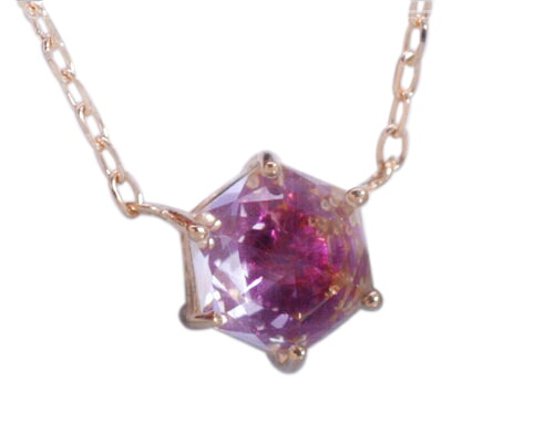 7月誕生石 ルビー クォーツ（水晶） ローズカット ネックレス ペンダント 【K10ピンクゴールド（K10PG）】「ラブ・クリスタル」国産 日本製/製造オーダー品　約20日間納期