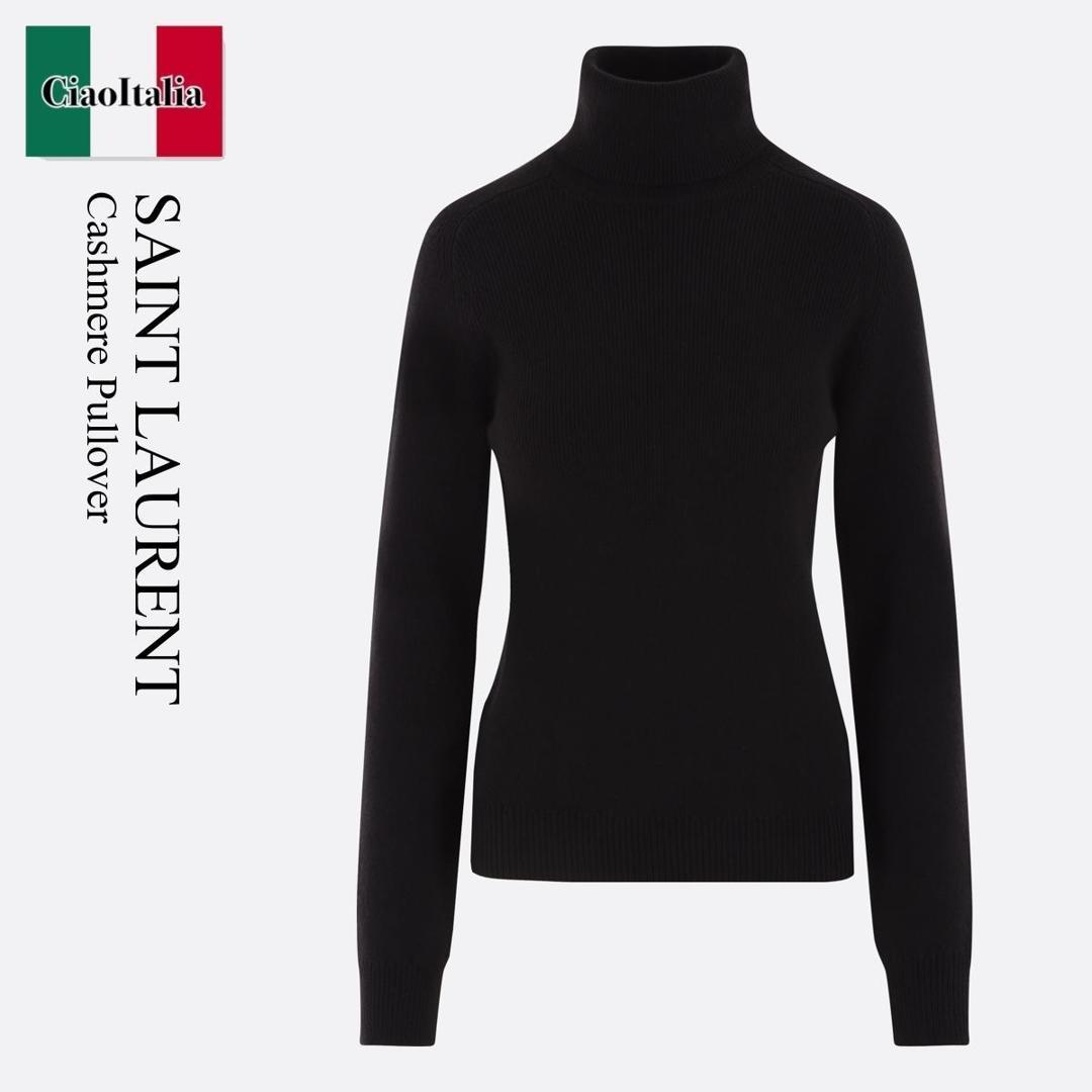 サンローラン ケーブルニット ブラック S クルーネック 中古・古着通販】Yves Saint Laurent (イヴサンローラン) ケーブル