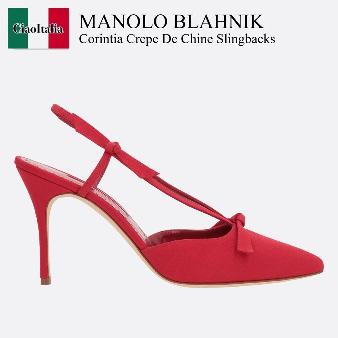 Manolo Blahnik ネイビー ミュール Manolo Blahnik - Martanew Blue-Gray Satin Jewel Buckle Mule