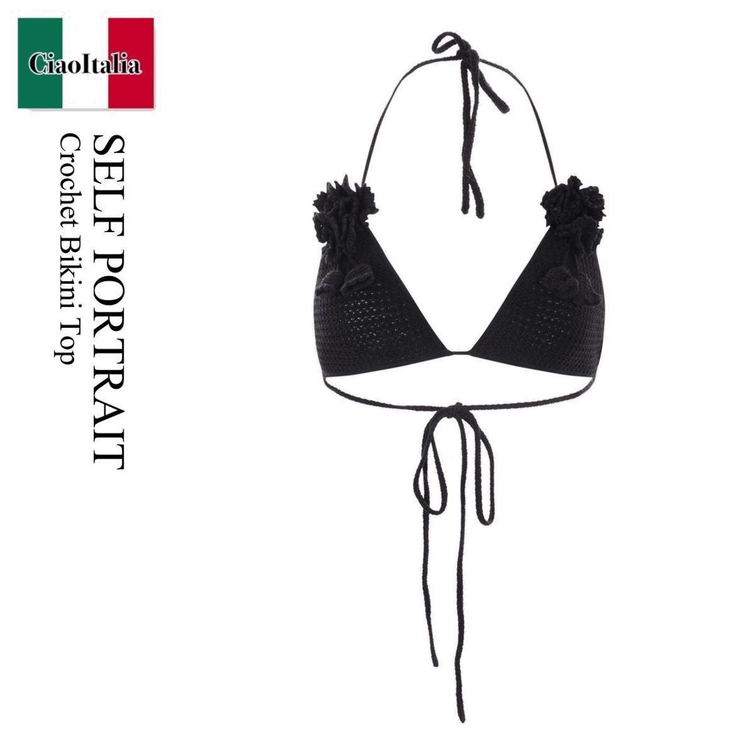 【数量限定・在庫限り・早い者勝ち！】 セルフ・ポートレイト / Self Portrait Crochet Bikini Top / SS24 / SS24 401BBLACK / SS24401BBLACK / ビキニ