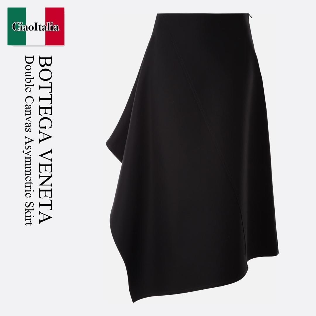国内発 BOTTEGA VENETA ブラックコットンアシンメトリースカート r0093482311-1.jpg
