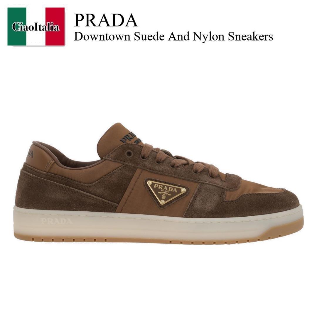 ★PRADA★プラダ Downtown Sneakers スニーカー 1E792MFBE303LPH White Downtown Bold leather sneakers | PRADA