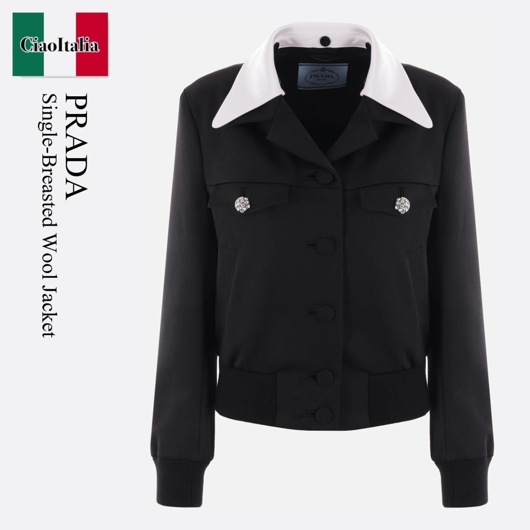 ダウンジャケット・コート PRADA Black Cashmere Blend Down Jacket Prada wool-cashmere Down Jacket | Black | FARFETCH