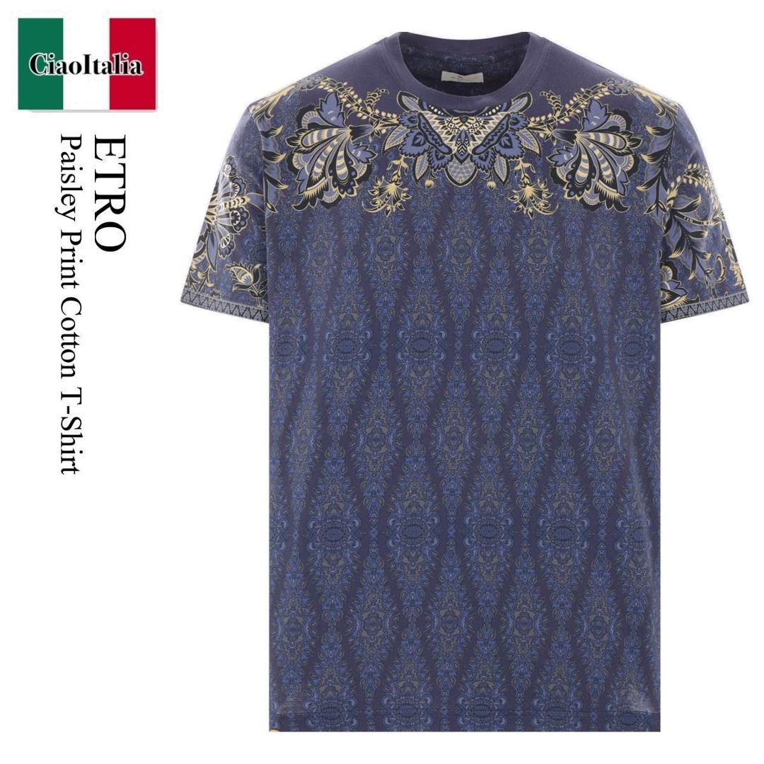 関税込【Etro】ペイズリーコットン半袖Tシャツ ETRO ペイズリー Tシャツ | ニュートラル | FARFETCH JP