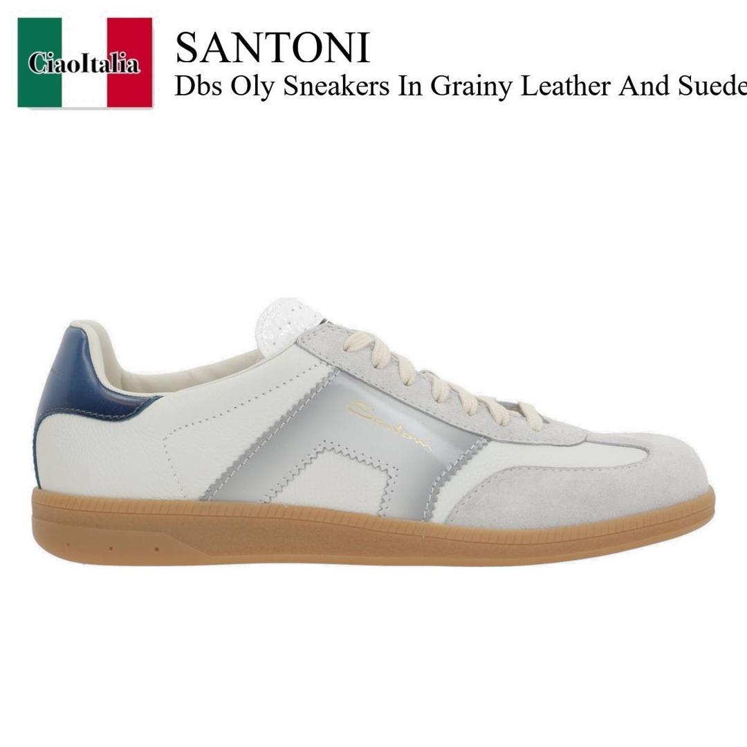 希少【SANTONI】タンブルレザー スリッポン スニーカー 極美品 Santoni タンブルレザー スニーカー ダブルバックル 25.5
