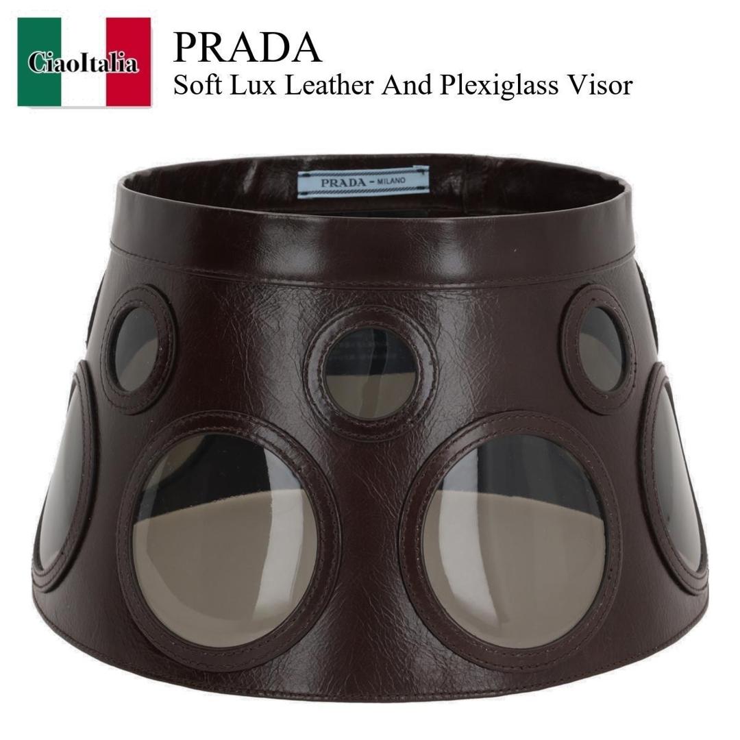 【数量限定・在庫限り・早い者勝ち！】 プラダ / Prada Soft Lux Leather And Plexiglass Visor / 1HV029 F0003 / 1HV029 2HHU F0003 / 1HV029F0003 / 1HV0292HHUF0003 / 帽子・その他