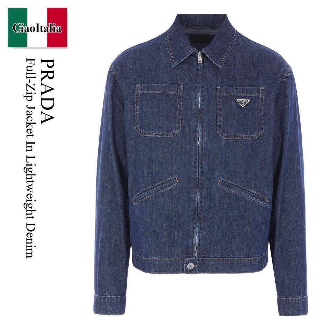 プラダ　ジャケット　ノーカラージャケット　ブルゾン　デニムジャケット　Gジャン PRADA プラダ デニムジャケット GFB297 12O0 レディース