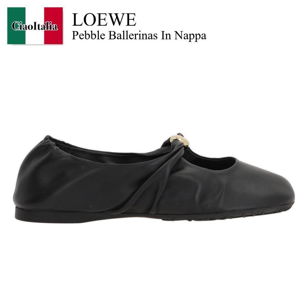Loewe ポインテッドトゥバレエシューズ ブラック SS24 ポインテッドトゥヒールバレエシューズ(B9601A) （ブラックZ